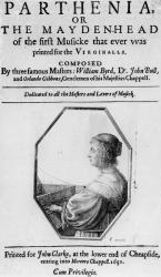 Frontispiece to 'Parthenia' or 'The Maiden Head', composed by William Byrd (1543-1623) Dr John Bull (c.1562-1628) and Orlando Gibbons (1583-1625) 1651 (engraving) (b/w photo) | Obraz na stenu