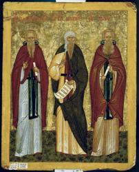 St. John Climacus ('the Ladder') St. John of Damascus and St. Arsenius, Novgorod School (tempera on canvas) | Obraz na stenu