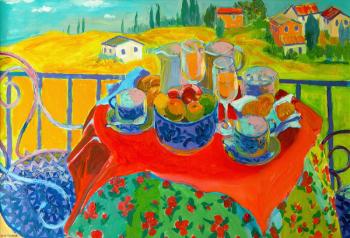 Tuscan Terrace (oil on board) | Obraz na stenu