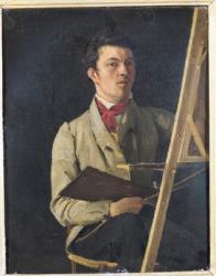 Self Portrait, Sitting next to an Easel, 1825 (oil on canvas) | Obraz na stenu