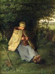 The Knitter or, The Seated Shepherdess, 1858-60 (oil on canvas) | Obraz na stenu