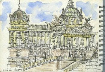 Prague Baroque (watercolour and ink on paper) | Obraz na stenu