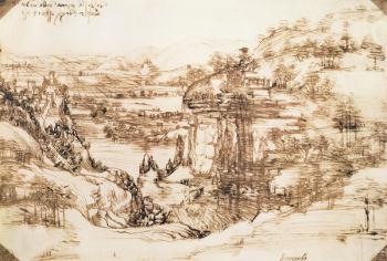 Arno Landscape, 5th August, 1473 (pen and ink on paper) | Obraz na stenu