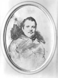 Portrait of Honore de Balzac (1799-1850) c.1820 (ink & wash on paper) (b/w photo) | Obraz na stenu
