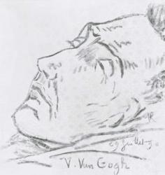 Portrait of Vincent Van Gogh (1853-90) on his deathbed, 29 July 1890 (charcoal on paper) (b/w photo) | Obraz na stenu