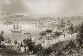 The Cove of Cork (now Cobh), County Cork, Ireland, from 'Scenery and Antiquities of Ireland' by George Virtue, 1860s (engraving) | Obraz na stenu