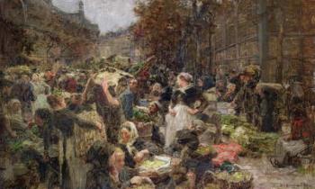 Les Halles, study for a painting for the Salon des Lettres at the Hotel de Ville, Paris, commissioned in 1889 (oil on canvas) | Obraz na stenu