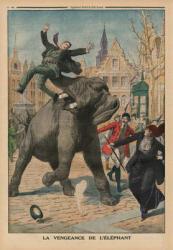Revenge of an elephant, back cover illustration from'Le Petit Journal', supplement illustre, 8th March 1914 (colour litho) | Obraz na stenu
