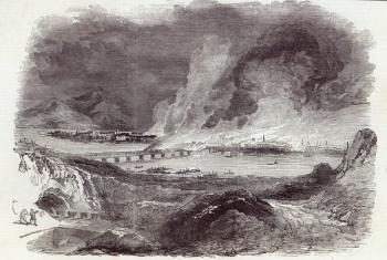 Great Fire at Pittsburgh, from The Illustrated London News, 17th May 1845 (engraving) | Obraz na stenu