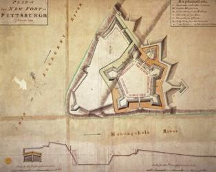 Plan of the New Fort at Pittsburgh, November 1759 (hand coloured engraving) | Obraz na stenu