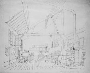 Richard Parkes Bonington's studio in Paris (pen & ink on paper) | Obraz na stenu