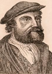 Hans Holbein the Younger, illustration from '75 Portraits Of Celebrated Painters From Authentic Originals', published in London, 1817 (engraving) | Obraz na stenu