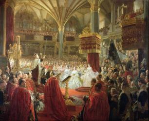 The Coronation of King William I in Koenigsberg in 1861, c.1861/65 (oil on canvas) | Obraz na stenu