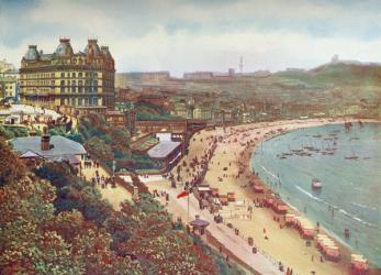 Scarborough, North Yorkshire, England in the 19th century. From Picturesque History of Yorkshire, published c.1900 | Obraz na stenu
