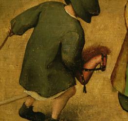 Children's Games, detail of bottom section showing a child and a hobby-horse, 1560 (oil on panel) (detail of 68945) | Obraz na stenu