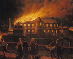 Fire at Cambrai Cathedral, 9th September 1859 (oil on canvas) | Obraz na stenu