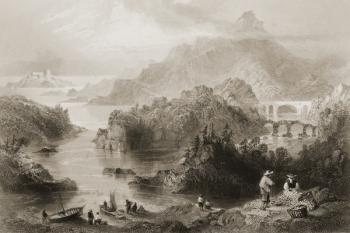 Cromwell's Bridge, Glengarriff, County Cork, from 'Scenery and Antiquities of Ireland' by George Virtue, 1860s (engraving) | Obraz na stenu