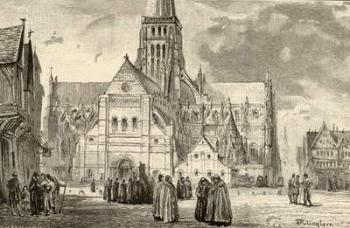 View of Old St. Paul's Cathedral (engraving) | Obraz na stenu