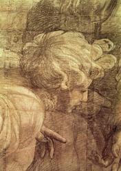 The School of Athens, detail of the cartoon depicting a young man's head, c.1510 (charcoal & white lead on paper) | Obraz na stenu