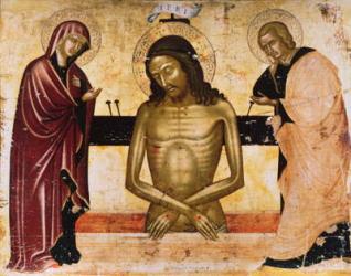 Christ Crucified with Mary and Joseph (tempera on panel) | Obraz na stenu