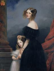 Portrait of Anne-Louise Alix de Montmorency, with her daughter, c.1840 (oil on canvas) | Obraz na stenu