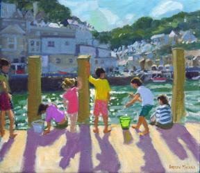 Quayside fishing,Looe,2015,(oil on canvas) | Obraz na stenu