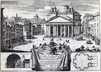Piazza della Rotonda with a view of the Pantheon (engraving) (b/w photo) | Obraz na stenu