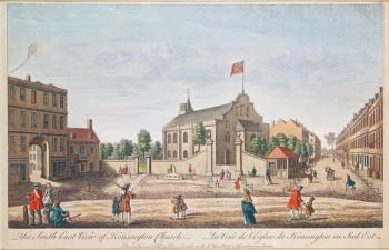 Kensington Church, London, S.E. View (coloured engraving) | Obraz na stenu