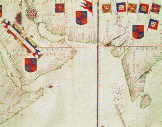 Fol.16 Map of Persia, Arabia and India, from an atlas, 1571 (vellum) | Obraz na stenu