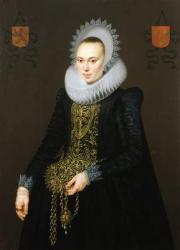 Portrait of Justina van Teylingen, 1616 (oil on panel) (see 307901 for pair) | Obraz na stenu