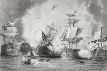 The Battle of Navarino, 1883 (engraving) | Obraz na stenu