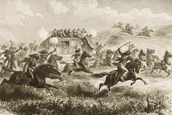 Carrying United States Mail Across the Sierra Nevada in 1860, from 'American Pictures', published by The Religious Tract Society, 1876 (engraving) | Obraz na stenu