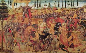 Battle between Darius (399-330 BC) and Alexander the Great (356-323 BC) (oil on panel) | Obraz na stenu