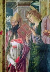 Altarpiece of St. Zeno of Verona, detail of the left hand panel depicting Saint John the Baptist and Saint Augustin, 1456-60 (oil on panel) | Obraz na stenu