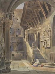 Court of the Bargello, Florence, 1839 (w/c with ink and pencil on paper) | Obraz na stenu