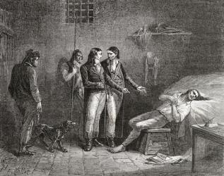 Death of Condorcet, 29th March 1794, from 'Histoire de la Revolution Francaise' by Louis Blanc (1811-82) 1847-62 (litho) | Obraz na stenu