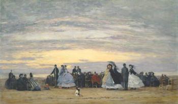 The Beach at Villerville, 1864 (oil on canvas) | Obraz na stenu