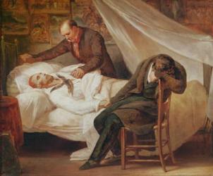 The Death of Theodore Géricault, with his friends Colonel Bro de Comeres and the painter Pierre-Joseph Dedreux-Dorcy, 1824 (oil on canvas) | Obraz na stenu