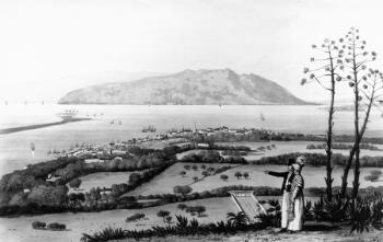 Kingston and Port Royal, from 'A Picturesque Tour of the Island of Jamaica', engraved by Thomas Sutherland (lithograph) (b/w photo) | Obraz na stenu