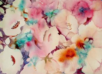 Flowers in russet and aqua | Obraz na stenu