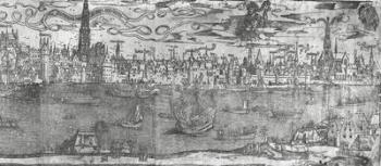 View of Antwerp Harbour, detail of the right hand section, 1515-50 (engraving) (b/w photo) | Obraz na stenu