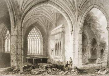 Interior of Holycross Abbey, County Tipperary, Ireland, from 'Scenery and Antiquities of Ireland' by George Virtue, 1860s (engraving) | Obraz na stenu