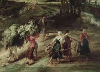 Peasants returning from the fields, detail of a group of peasant women in the foreground, c.1632-34 (oil on panel) | Obraz na stenu