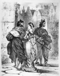 Faust meeting Marguerite, from Goethe's Faust, after 1828, (illustration), (b/w photo of lithograph) | Obraz na stenu