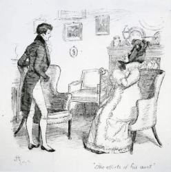 'The efforts of his aunt', illustration from 'Pride & Prejudice' by Jane Austen, edition published in 1894 (engraving) | Obraz na stenu