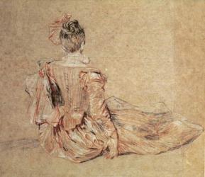Study of a woman seen from the back, 1716-18 (chalk on paper) | Obraz na stenu