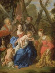 The Mystic Marriage of St. Catherine, with St. Leopold and St. William, 1647 (panel) | Obraz na stenu