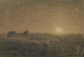 The Shepherd at the Fold by Moonlight (charcoal on paper) | Obraz na stenu