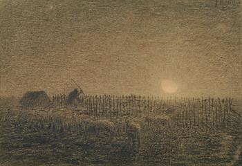 The Shepherd at the Fold by Moonlight (charcoal on paper) | Obraz na stenu