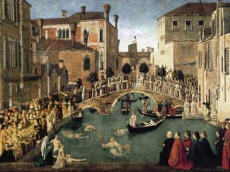 The Miracle of the Cross on San Lorenzo Bridge, 1500 (oil on canvas) (for detail see 61115) | Obraz na stenu